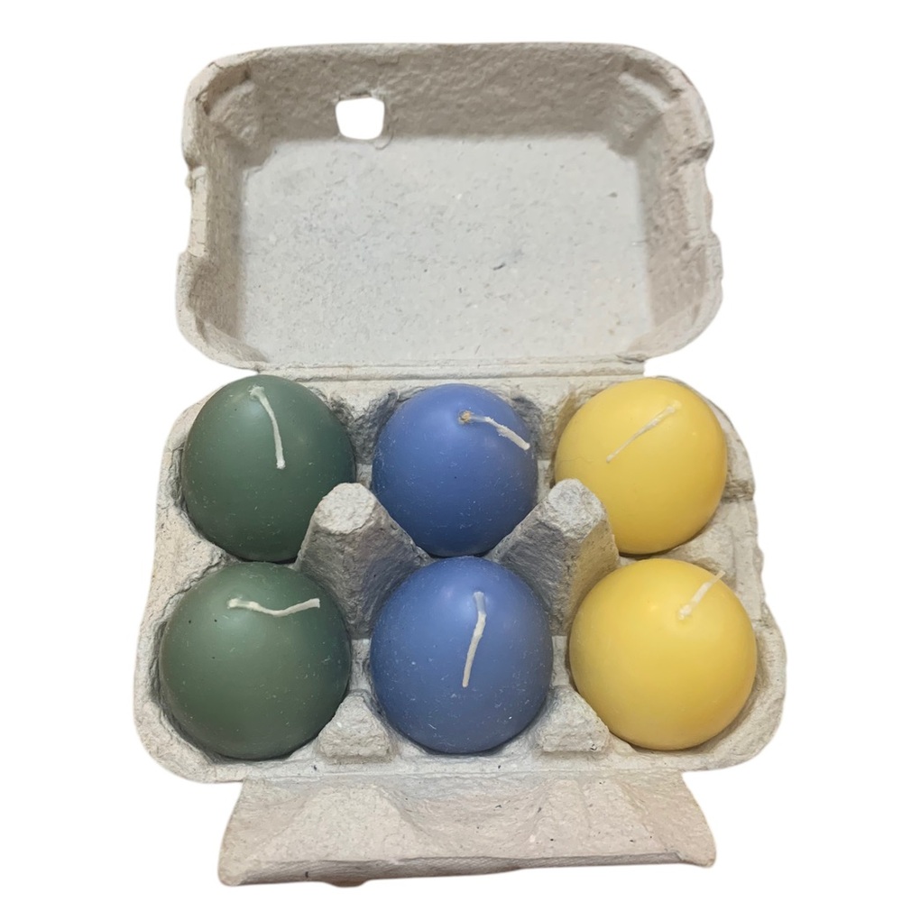 Pottery Barn Easter Egg Candles 1/2 Dozen 6 Green Blue Yellow